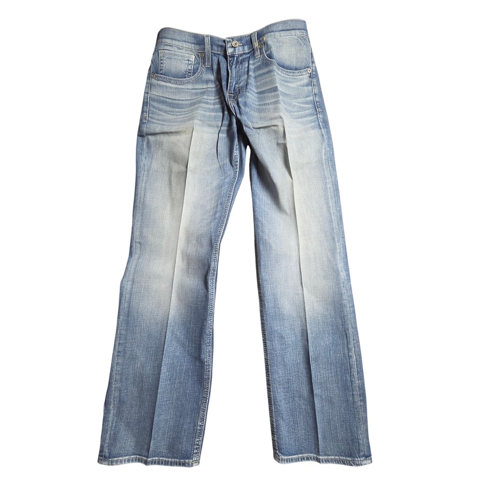 BKE Buckle Jake Straight Leg Jeans Mens 33x32 Medium Wash Whiskered Denim